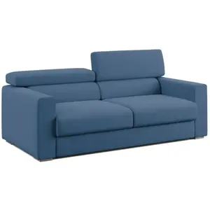 Divani.store Dylan Canapé avec Pouf Extractible 158 cm - Bleu pas cher