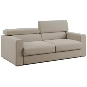Divani.store Dylan Canapé avec pouf extractible - Tissu effet coton imperméable 158 cm Beige