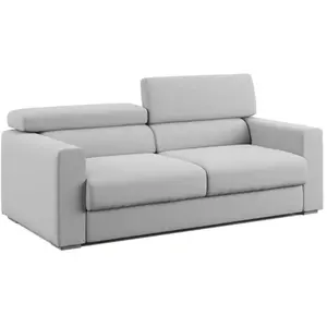 Divani.store Dylan - Canapé avec pouf extractible 158 cm - Gris pas cher