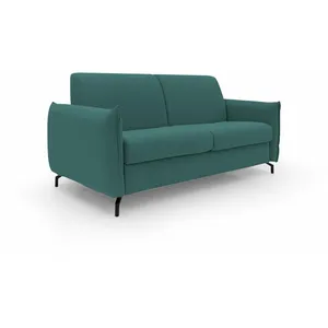Divani.store Scarlet Canapé lit convertible en tissu coton mixte imperméable T19 195 cm (mat.140x197) bleu canard