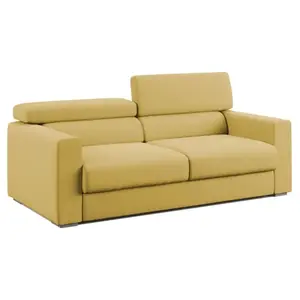 Divani.store Dylan Canapé avec pouf extractible en tissu effet coton imperméable T13 188 cm jaune