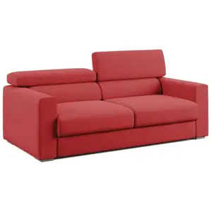 Divani.store Dylan Canapé avec pouf extractible en tissu effet coton imperméable T13 188 cm rouge
