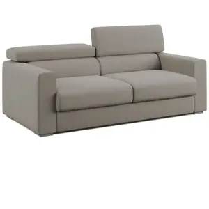 Comparateur de prix : Divani.store Dylan Canapé avec pouf extractible en tissu effet coton imperméable T13 188 cm taupe
