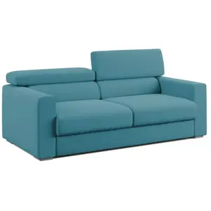 Comparateur de prix : Divani.store Dylan Canapé avec pouf - 188 cm Bleu