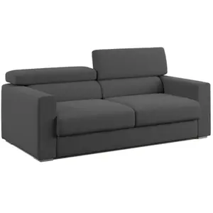 Divani.store Dylan Canapé avec pouf extractible 188 cm - Anthracite