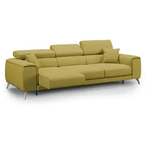 Divani.store Fusion Canapé avec 3 assises coulissantes en tissu doux antitache T05 260 cm jaune