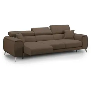 Divani.store Fusion Canapé avec 3 assises coulissantes en tissu doux antitache T05 260 cm brun
