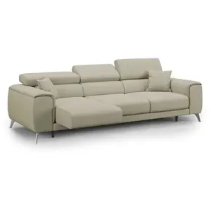 Divani.store Fusion Canapé avec 3 assises coulissantes en tissu doux antitache T05 260 cm creme