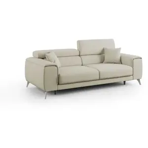 Divani.store Fusion Canapé avec assises coulissantes en tissu doux antitache T05 215 cm creme pas cher
