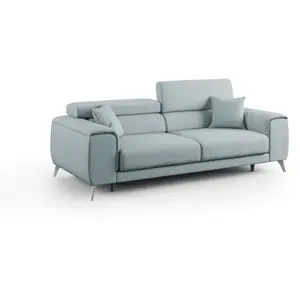 Divani.store Fusion Canapé avec assises coulissantes en tissu doux antitache T05 185 cm bleu pastel