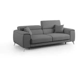 Divani.store Fusion Canapé avec assises coulissantes en tissu doux antitache T05 215 cm anthracite