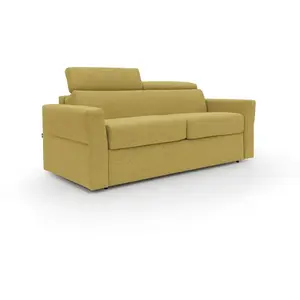 Divani.store Avalon Canapé lit matelas H18 cm de haut en tissu imperméable T03 180 cm (120x197) jaune pas cher
