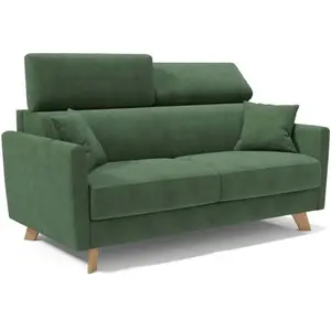 Divani.store Francy Canapé lit avec têtières réglables 200 cm (mat. 160x197) Vert