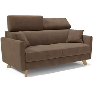 Divani.store Francy Canapé lit avec têtières réglables 200 cm (mat. 160x197) Brun pas cher