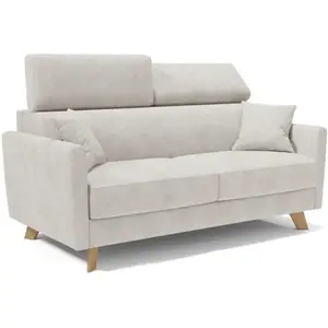 Divani.store Francy Canapé lit avec têtières réglables 180 cm (mat. 140x197) Blanc