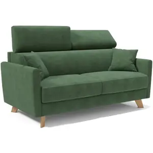 Divani.store Francy Canapé lit avec têtières réglables 160 cm (mat. 120x197) Vert pas cher