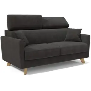 Divani.store Canapé convertible avec têtières réglables 160 cm noir