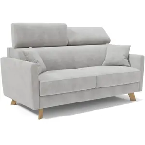 Divani.store Francy Canapé lit avec têtières réglables 180 cm (mat. 140x197) Gris pas cher