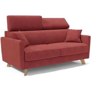 Divani.store Canapé convertible avec têtières réglables 180 cm rouge pas cher