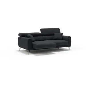 Comparateur de prix : Divani.store Caravaggio Canapé avec assises coulissantes en tissu doux imperméable T02 199 cm Noir