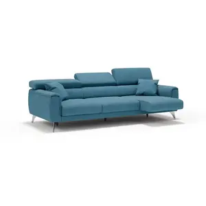 Comparateur de prix : Divani.store Caravaggio Canapé 3 assises extensibles en tissu imperméable T02 244 cm Bleu Ciel