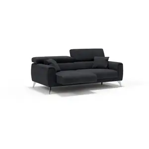 Divani.store Caravaggio Canapé avec assises coulissantes - T02 169 cm Noir