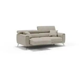 Divani.store Caravaggio Canapé avec assises coulissantes en tissu doux imperméable T02 199 cm Creme