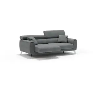 Comparateur de prix : Divani.store Caravaggio Canapé avec assises coulissantes en tissu doux imperméable T02 199 cm Gris