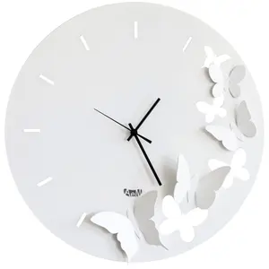 ARTI E MESTIERI horloge murale BUTTERFLY SPRING (Blanc - Métal verni) pas cher