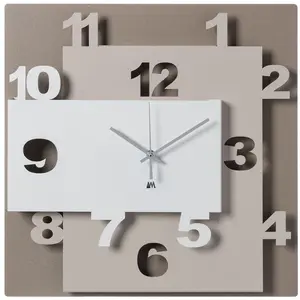 ARTI E MESTIERI horloge murale ZIGGURAT (Bianco Beige e Sabbia - Métal... pas cher