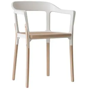 MAGIS chaise STEELWOOD CHAIR (Blanc - Pieds et siège en hêtre naturel, structure blanche) pas cher