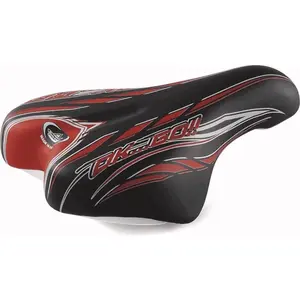 Montegrappa Selle pour Enfant 14/16 Noir/Rouge avec Cadre en Acier et Cuir Synthétique