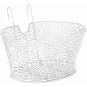 Bonin Panier Avant Rétiné Blanc en Fer Plastifié 30x38x18 cm avec Attaches Éco pour Vélo pas cher