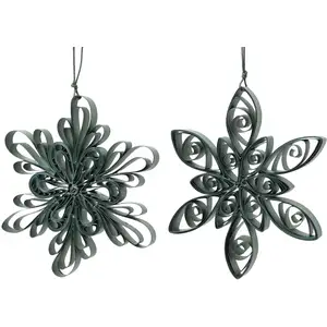 Mobili Rebecca Ensemble 2 pendentifs de Noël en forme de fleur en papier vert