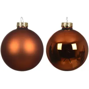 Mobili Rebecca Ensemble de 16 boules de Noël en verre orange foncé, Ø 8 cm pas cher