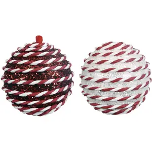 Mobili Rebecca Ensemble de 2 boules de Noël en plastique et mousse, Ø 8 cm