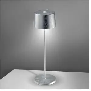 Comparateur de prix : Zafferano Lampe de table led Olivia Pro Silver Leaf, rechargeable et dimmable
