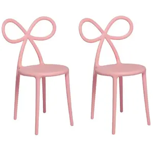 QEEBOO set de 2 chaises RIBBON CHAIR (Rose - Polypropylène) pas cher