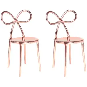 QEEBOO set de 2 chaises RIBBON CHAIR METAL FINISH (Or rose - Polypropy...