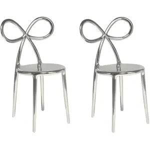 QEEBOO set de 2 chaises RIBBON CHAIR METAL FINISH (Argent - Polypropyl...