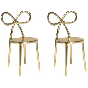 QEEBOO set de 2 chaises RIBBON CHAIR METAL FINISH (Or - Polypropylène)