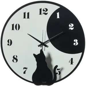 ARTI E MESTIERI horloge murale MOON WHISKERS (Nero e bianco marmo - Mé... pas cher
