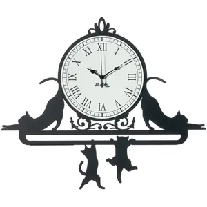 ARTI E MESTIERI horloge murale CATTITUDE (Noir - Métal verni)