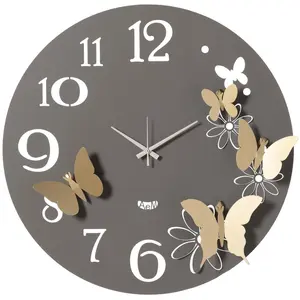 ARTI E MESTIERI horloge murale BUTTERFLY FLOWERS GRANDE (Boue et or la...