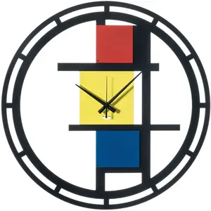 ARTI E MESTIERI horloge murale MONDRIAN 70 (Ø 70 cm - Métal verni)