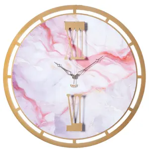 ARTI E MESTIERI horloge murale MOOD (Oro laccato e marmo rosa - Métal ... pas cher