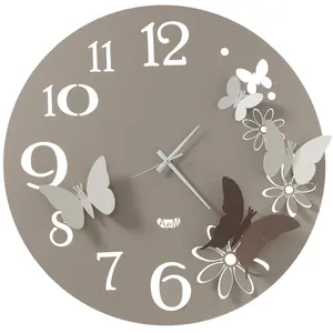 ARTI E MESTIERI horloge murale BUTTERFLY FLOWERS GRANDE (Sable et bronze - Métal verni)