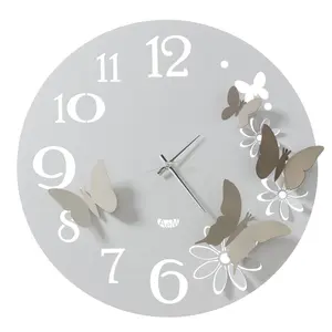 ARTI E MESTIERI horloge murale BUTTERFLY FLOWERS GRANDE (Marbre blanc ...