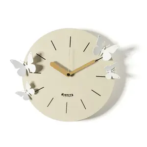 ARTI E MESTIERI horloge murale BATTITO D'ALI (Crema / bianco marmo - M... pas cher