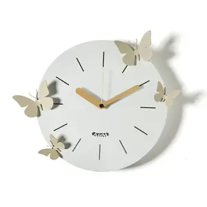 ARTI E MESTIERI horloge murale BATTITO D'ALI (Cenere / crema - Métal v... pas cher